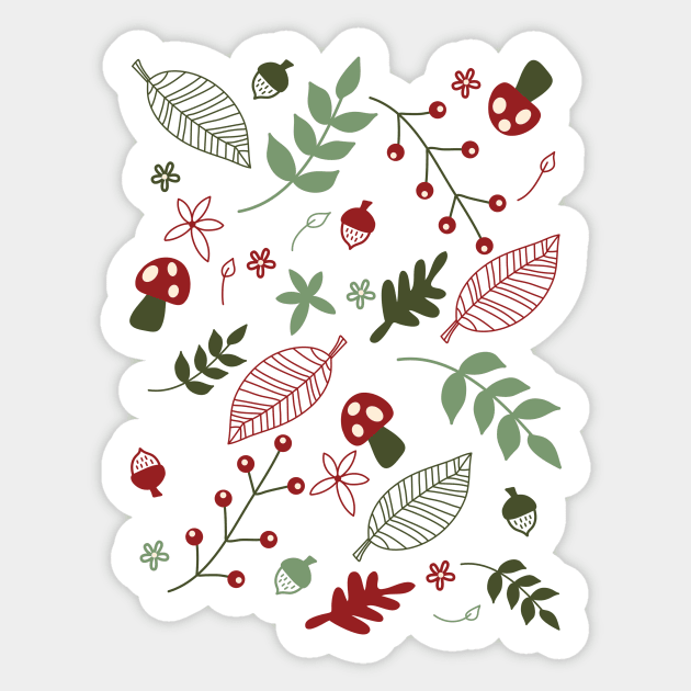 Retro Christmas Cottagecore Winter Berry Cozy Forest Hygge Aesthetic Pattern Sticker by retroyule